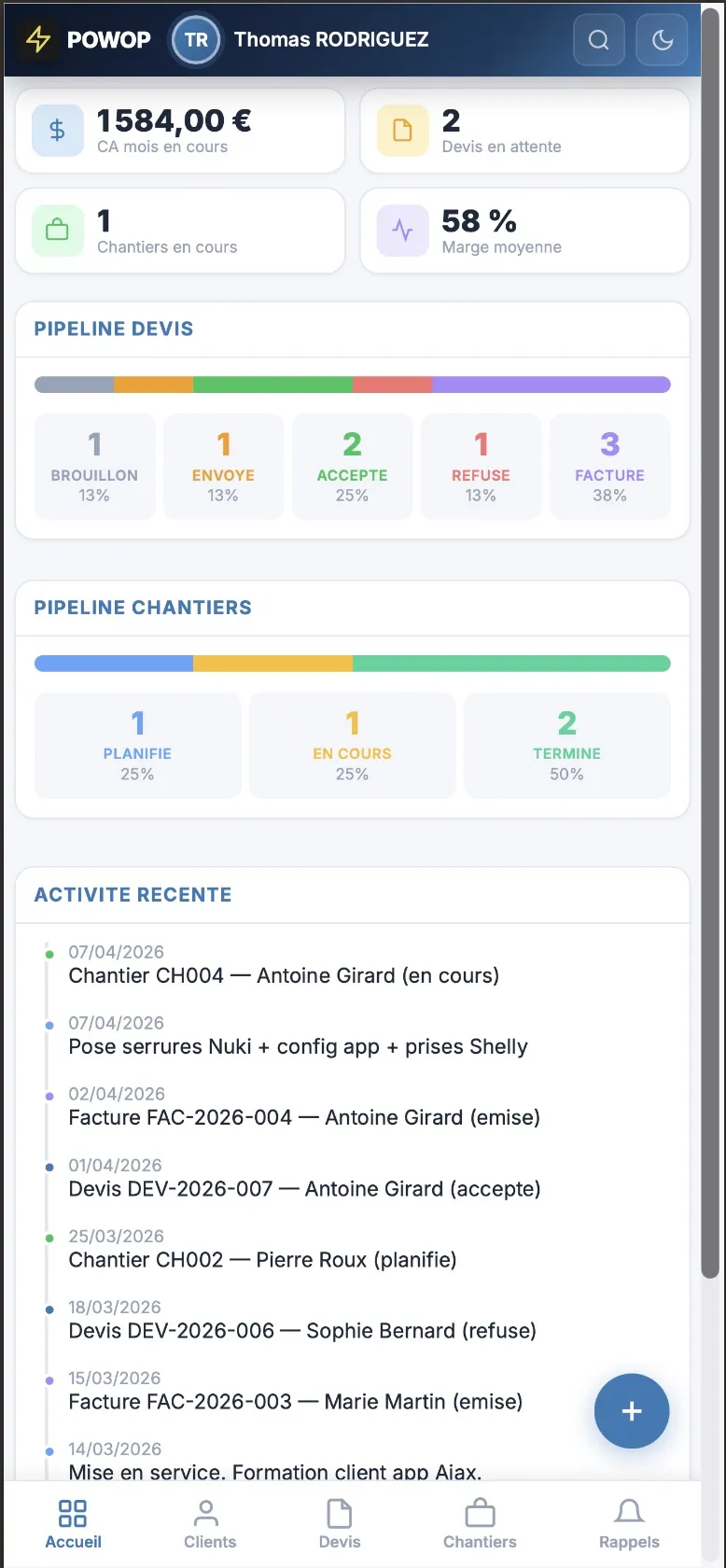 CRM vocal artisan BTP sur mobile