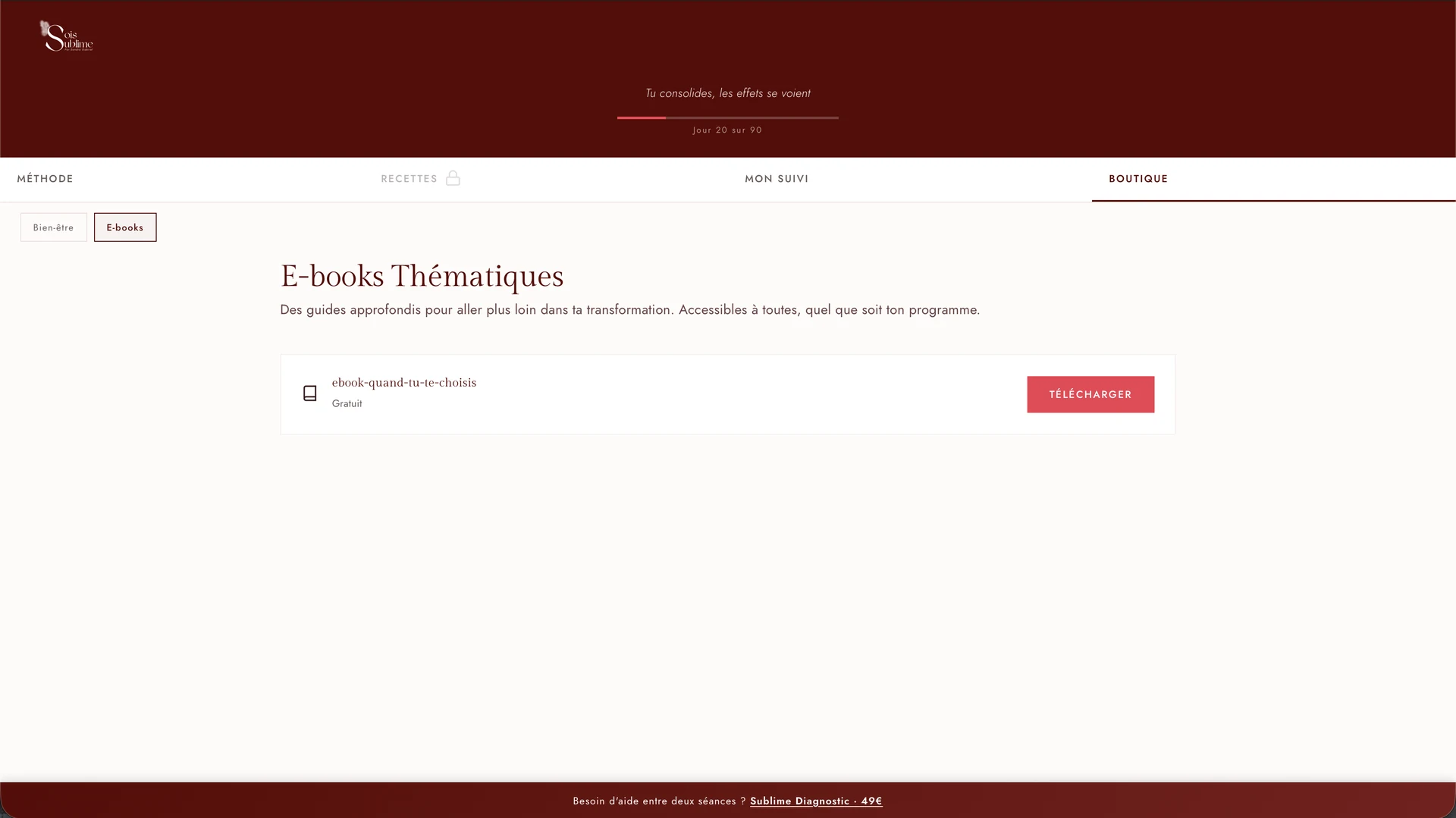 Sois Sublime · Documents et ebooks débloqués J+X